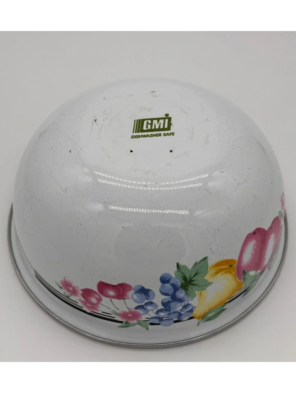 GMI Vintage Nesting Enamelware Mixing Bowl Fruit Pattern Dishwasher Safe